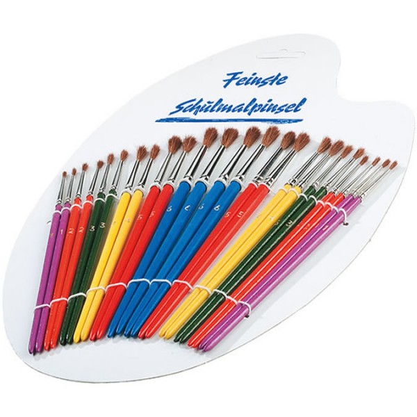 Schulmalpinsel-Set rund aus Ponyhaaren